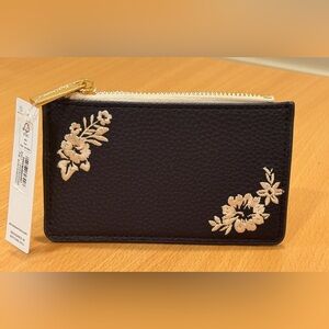 NWT Accessorize London Navy Floral Embroidered Wallet